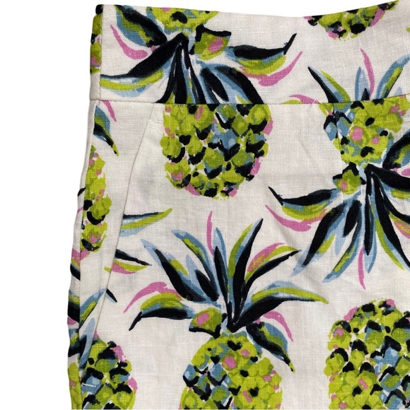 Boden Georgina White Multicolor Linen Pineapple Side Zip Size 10 Shorts NEW - Picture 4 of 8